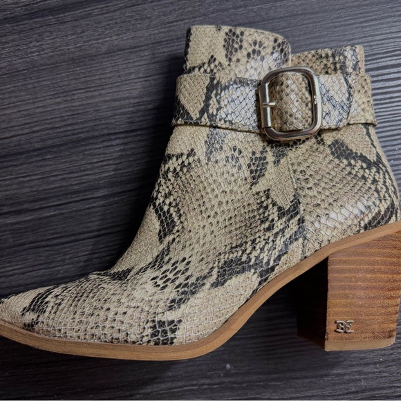 SAM EDELMAN Women's Leather Boots SNAKESKIN PRINT Leonia Booties - Picture 4 of 9